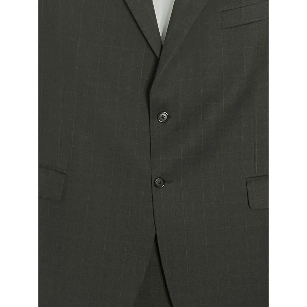 Chiavari Suit Mens 48R/42w Charcoal windowpane 100%‎ Wool 2 Button Made in Italy - Picture 2 of 10